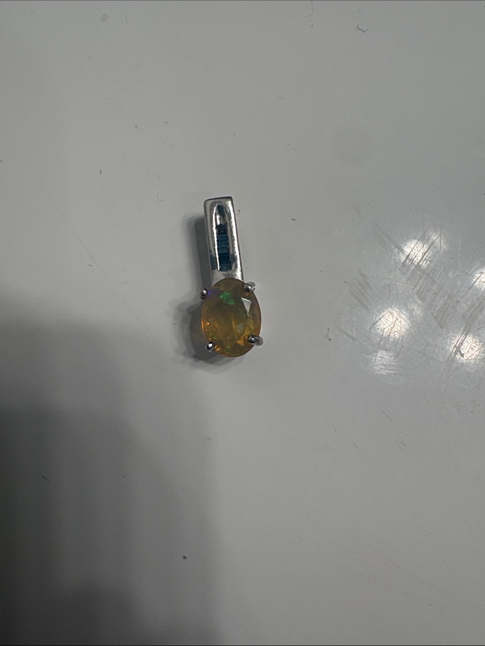 Oval Yellow Opal Pendant sterling Silver Setting